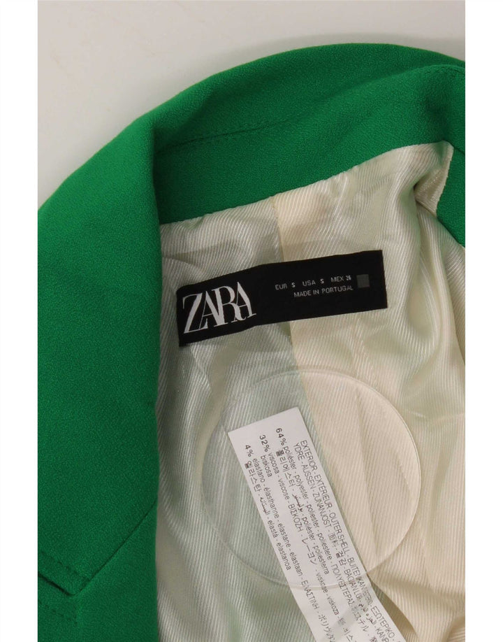 Женский двубортный пиджак Zara UK 10, маленький зеленый полиэстер