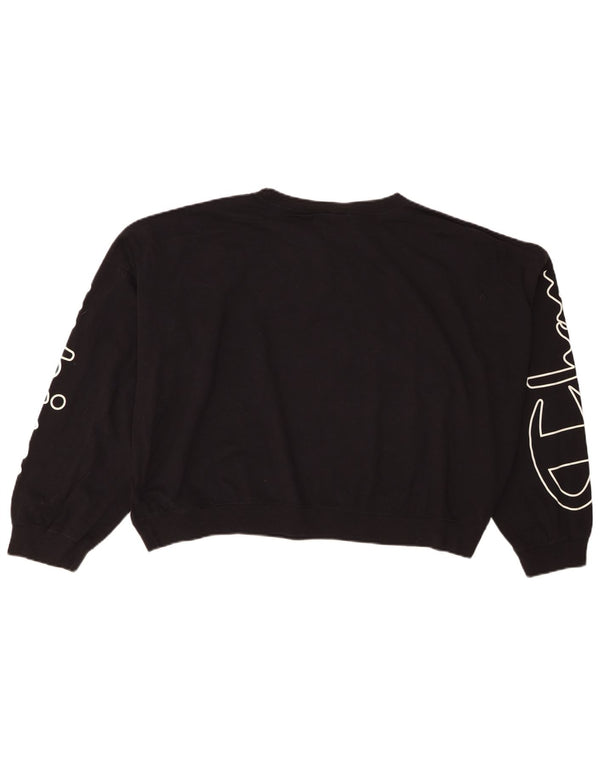 Champion Womens Oversized Graphic Sweatshirt Jumper UK 14 Medium Black