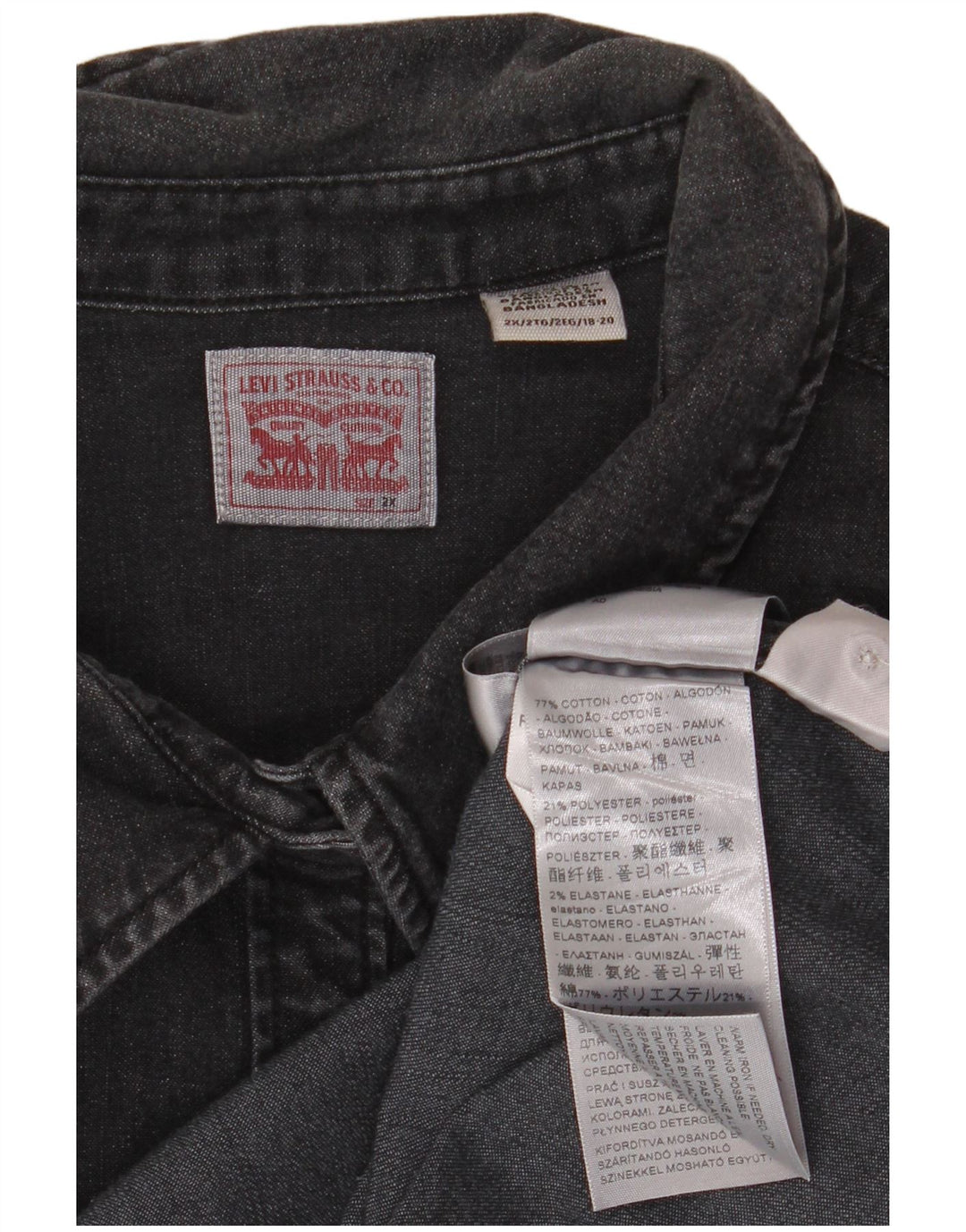 Женская джинсовая рубашка Levi's UK 20 2XL, черный хлопок