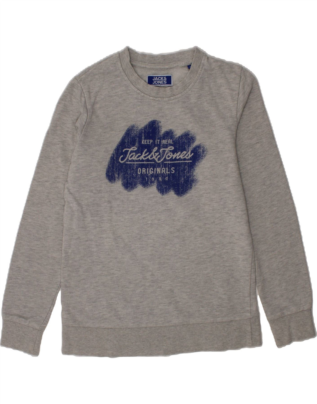 JACK & JONES Boys Graphic Sweatshirt Jumper 9-10 Years Grey Cotton Vintage Jack & Jones and Second-Hand Jack & Jones from Messina Hembry 