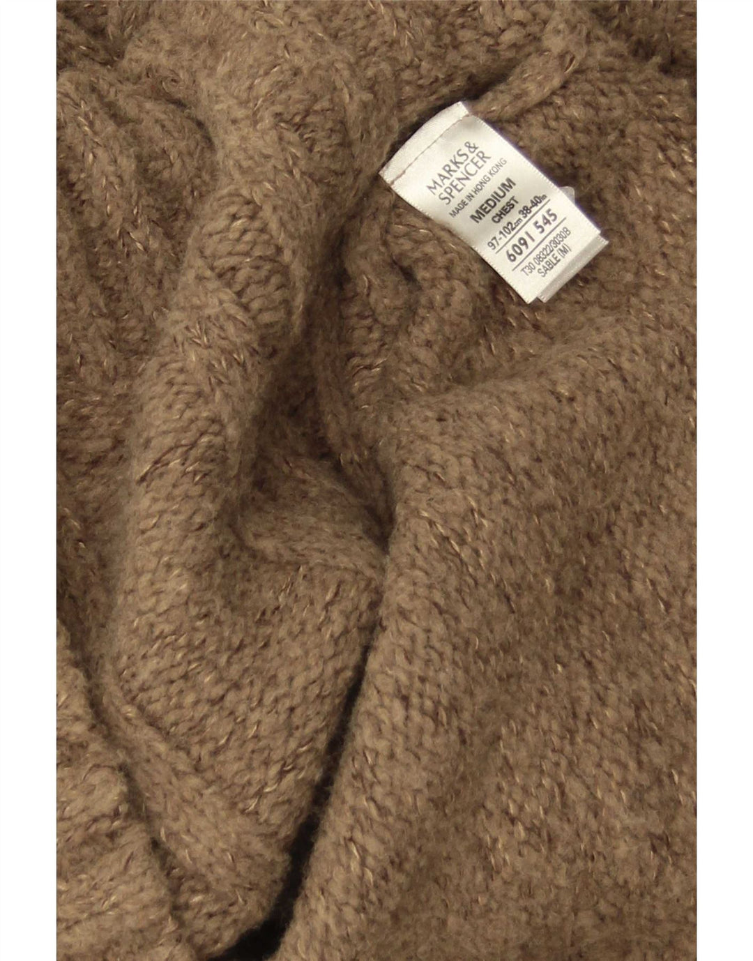 Мужской джемпер с воротником на молнии Marks & Spencer среднего коричневого цвета, акрил