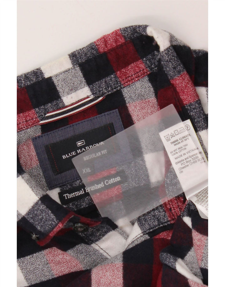 Мужская фланелевая рубашка обычного кроя Marks & Spencer Blue Harbor 2XL в красную клетку