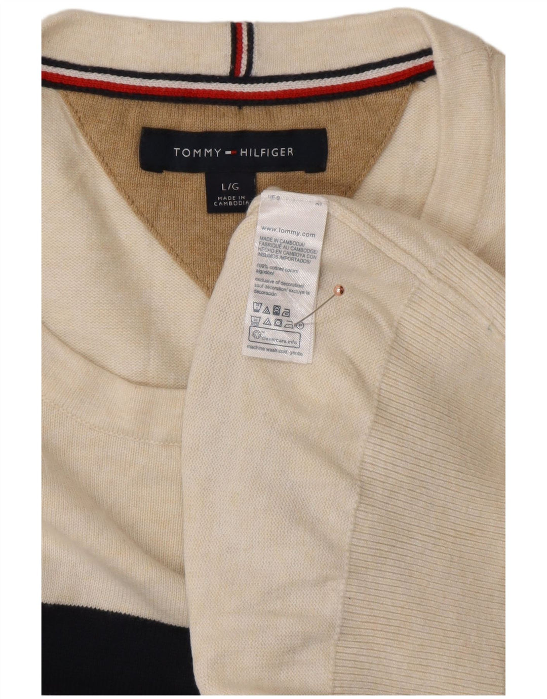 TOMMY HILFIGER Мужской джемпер с круглым вырезом, большой свитер в белую полоску