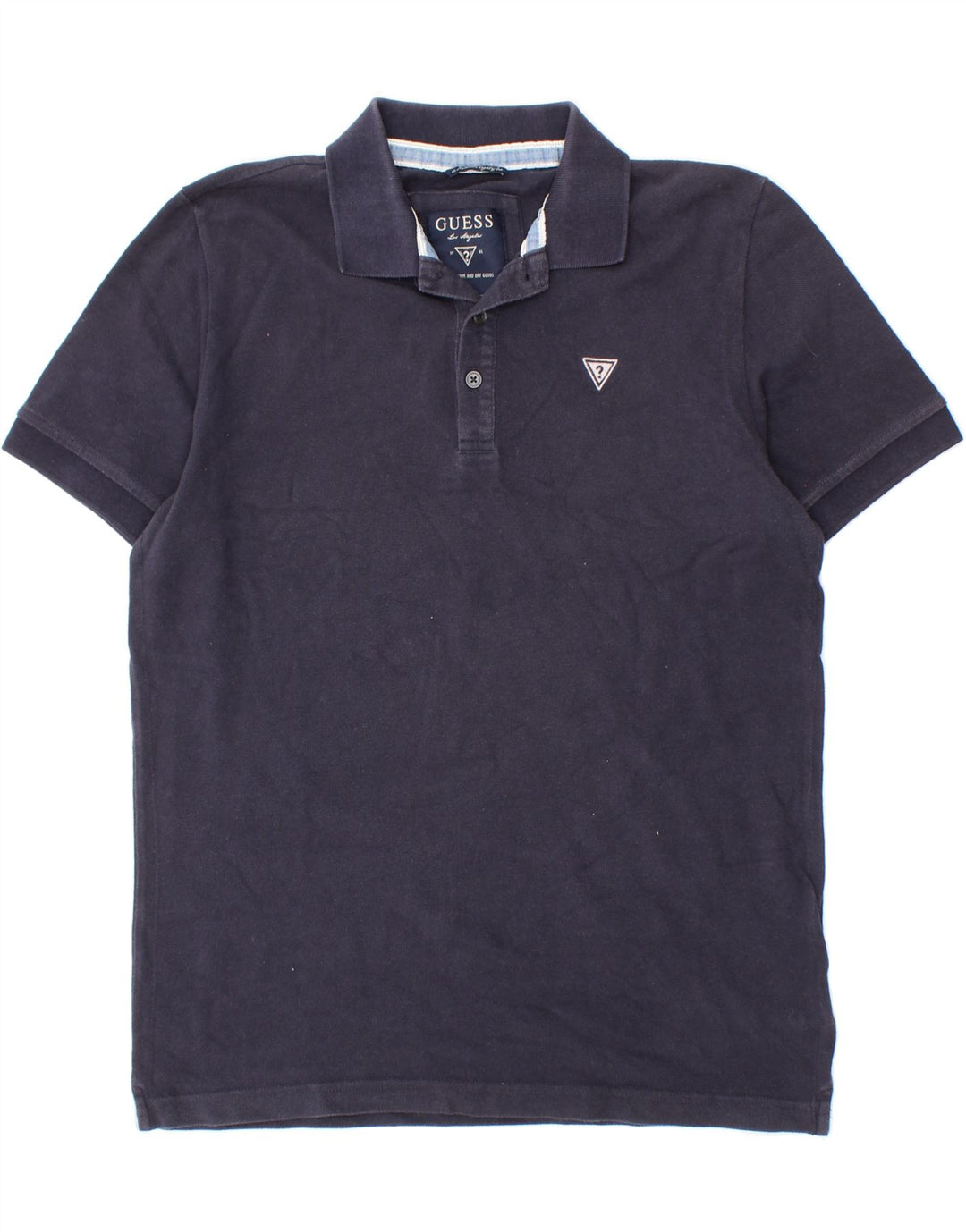 GUESS Mens Polo Shirt XS Navy Blue Cotton Vintage Guess and Second-Hand Guess from Messina Hembry 