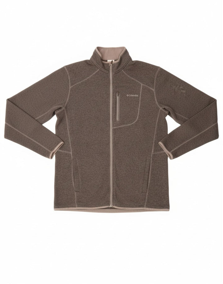 COLUMBIA Mens Tracksuit Top Jacket 2XL Grey Flecked Polyester Vintage Columbia and Second-Hand Columbia from Messina Hembry 