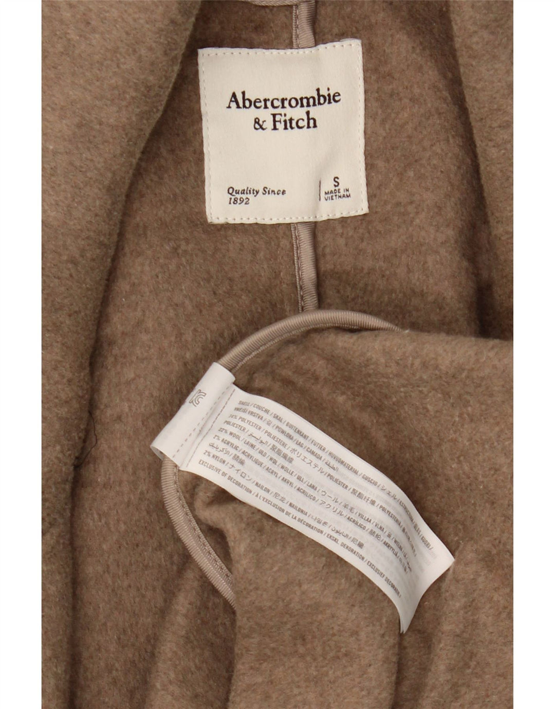 Женское пальто оверсайз Abercrombie & Fitch UK 10, маленькое бежевое полиэстер