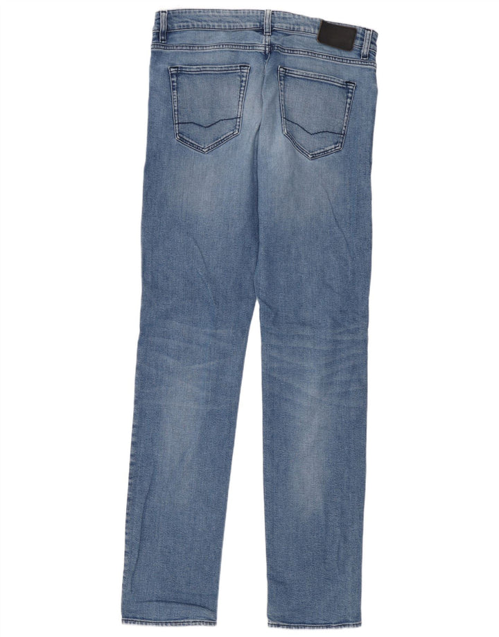 Мужские узкие джинсы Hugo Boss W34 L36 синие, хлопок