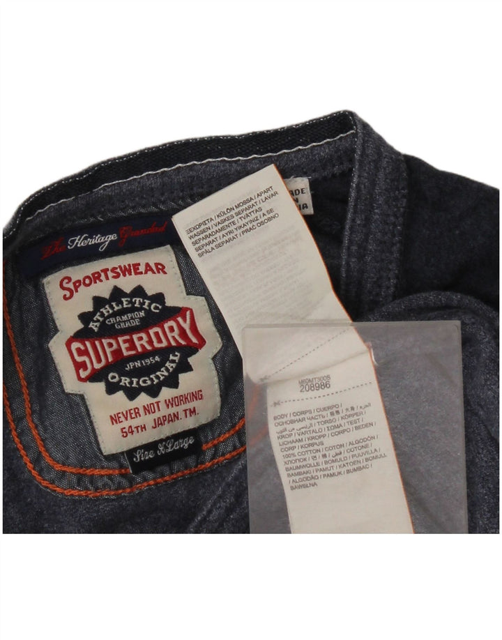 Мужской топ Superdry с длинным рукавом XL, синий, хлопок с цветными блоками