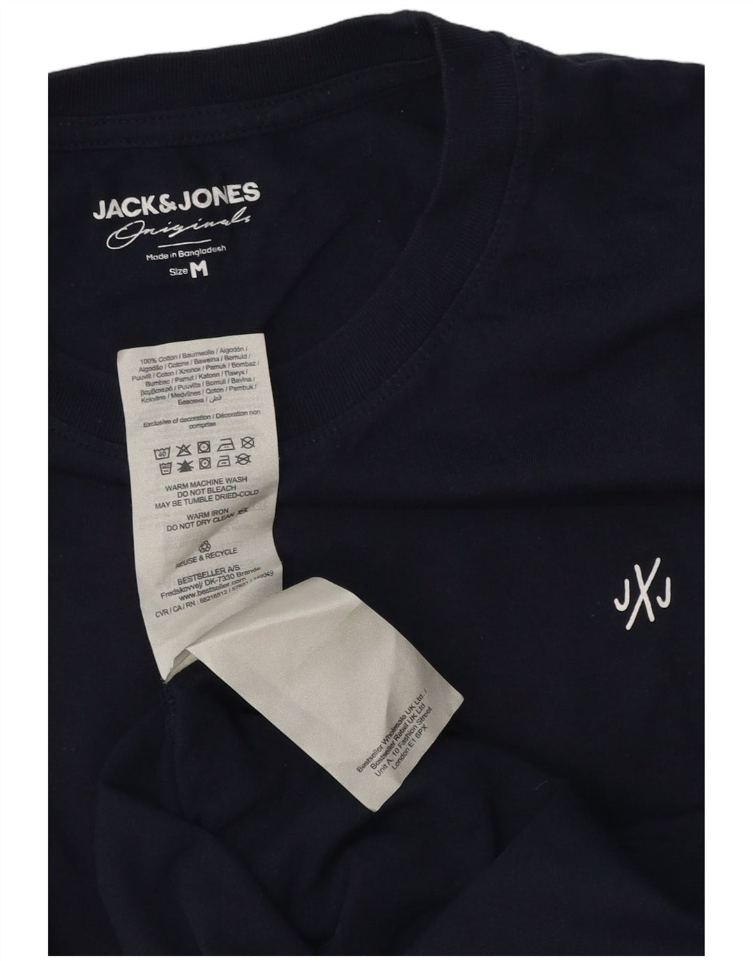 Мужская футболка с рисунком Jack & Jones, темно-синий, хлопковый топ среднего размера