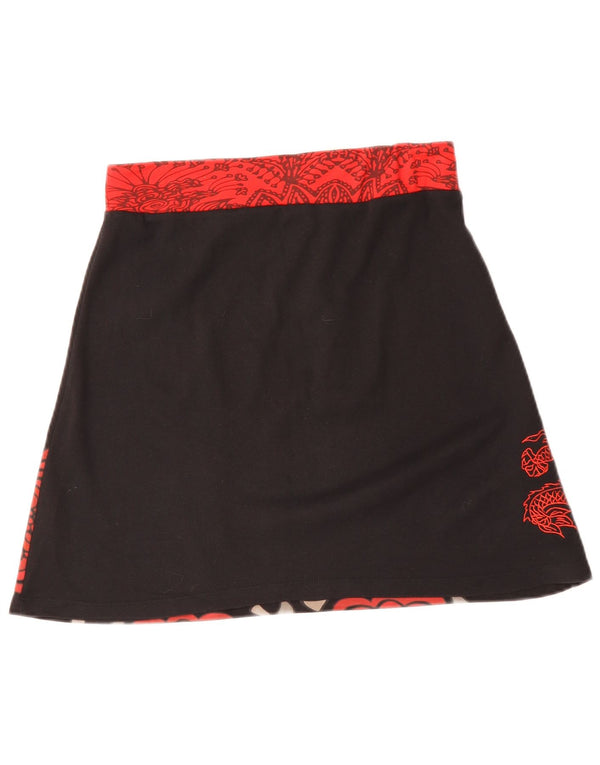 DESIGUAL Женская юбка-трапеция среднего размера W30, черный цветочный хлопок