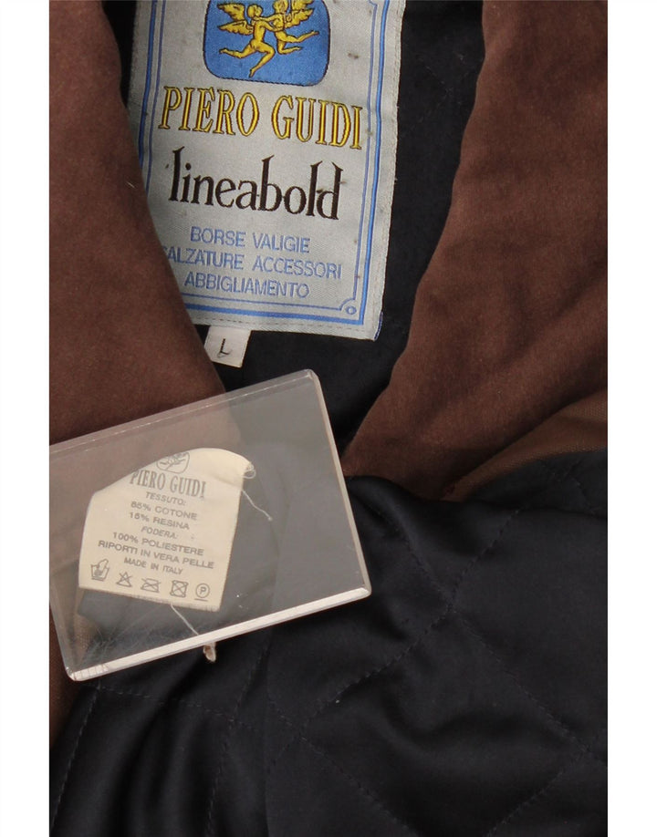 Мужская куртка PIERO GUIDI из вощеного хлопка UK 40, большая коричневая хлопковая ткань
