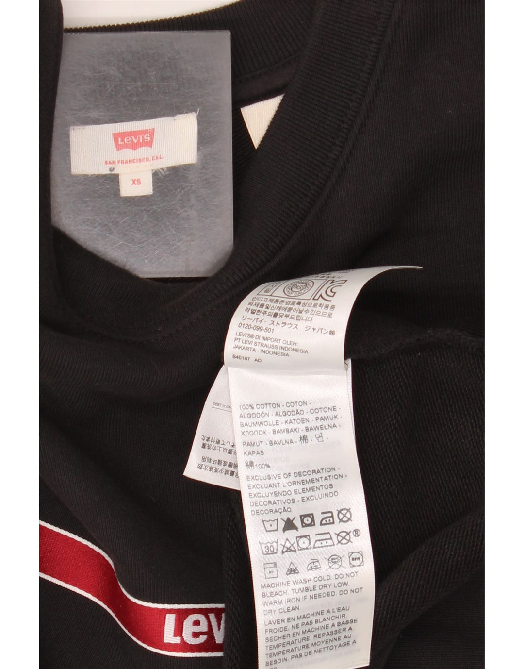 Женский укороченный свитшот оверсайз LEVI'S UK 6 XS в черную полоску