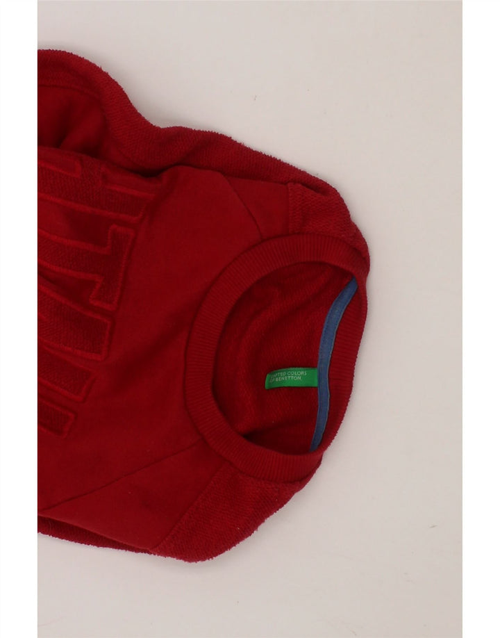 BENETTON Boys Graphic Sweatshirt Jumper 8-9 Years Large Red Polyester Vintage Benetton and Second-Hand Benetton from Messina Hembry 
