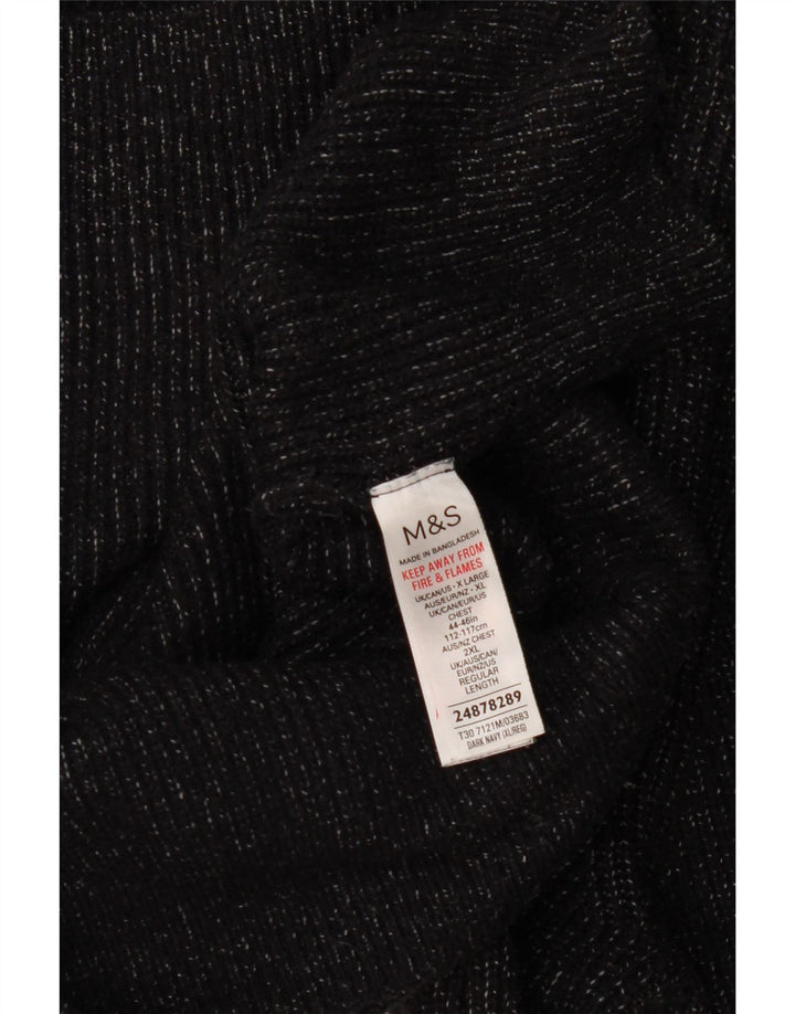 Мужской джемпер с круглым вырезом Marks & Spencer XL темно-синий в крапинку