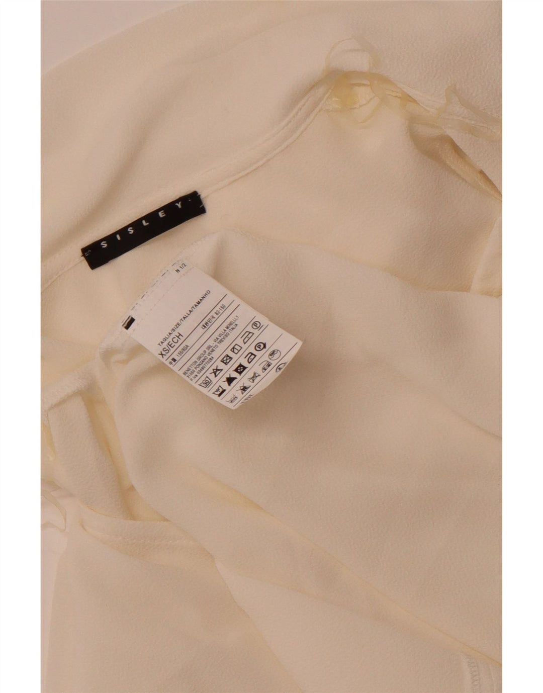 Женская блузка свободного кроя Sisley с завязкой спереди, Великобритания 6 XS, белый полиэстер