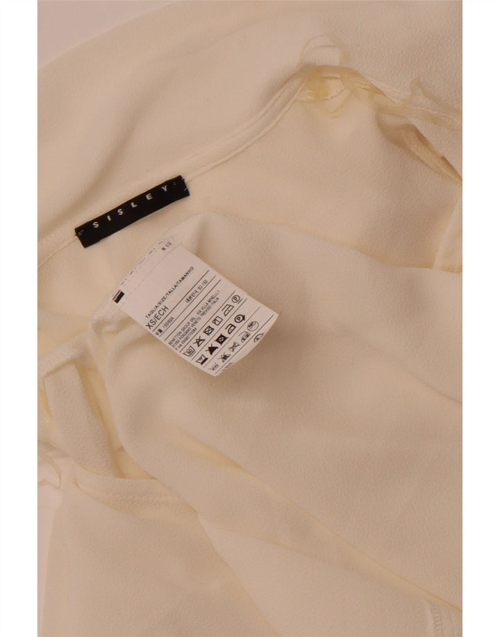 Женская блузка свободного кроя Sisley с завязкой спереди, Великобритания 6 XS, белый полиэстер