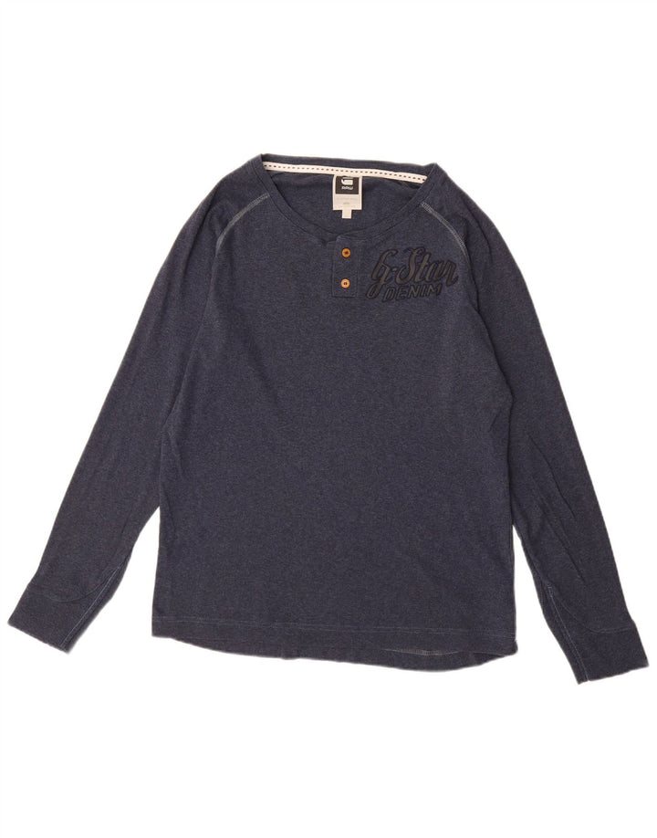 G-STAR Мужской топ с длинным рукавом и рисунком, большой размер, темно-синий, хлопок