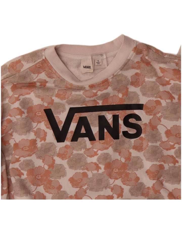 VANS Womens Oversized Graphic Sweatshirt Jumper UK 10 Small Off White