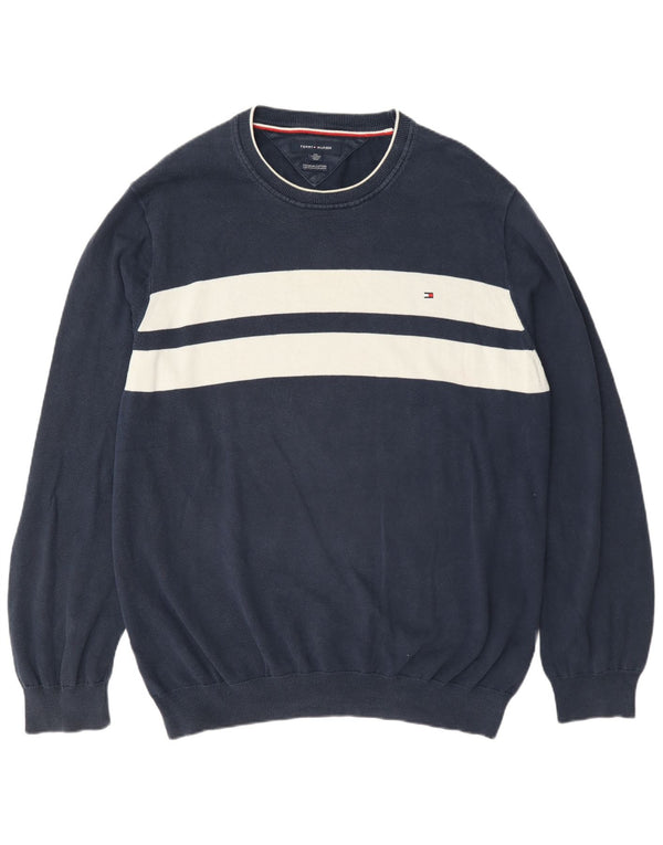 Tommy Hilfiger Мужской свитер с круглым вырезом 2XL Темно-синий с цветными блоками