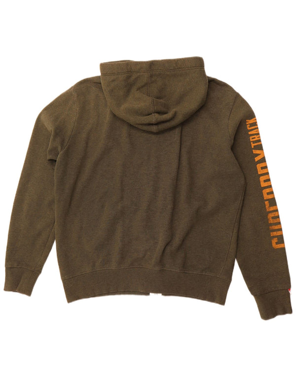SUPERDRY Мужской свитер с капюшоном и молнией для легкой атлетики, 2XL, хлопок цвета хаки