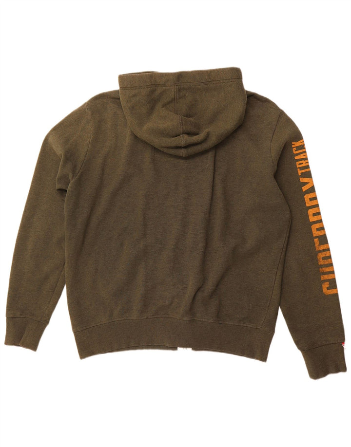 SUPERDRY Мужской свитер с капюшоном и молнией для легкой атлетики, 2XL, хлопок цвета хаки