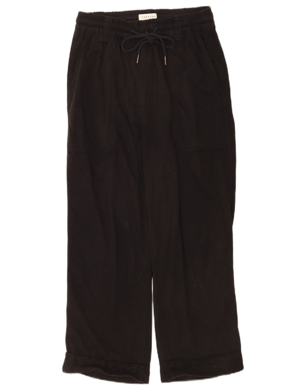Topshop Женские укороченные брюки свободного кроя UK 8 Small W26 L23 Черные вискозы