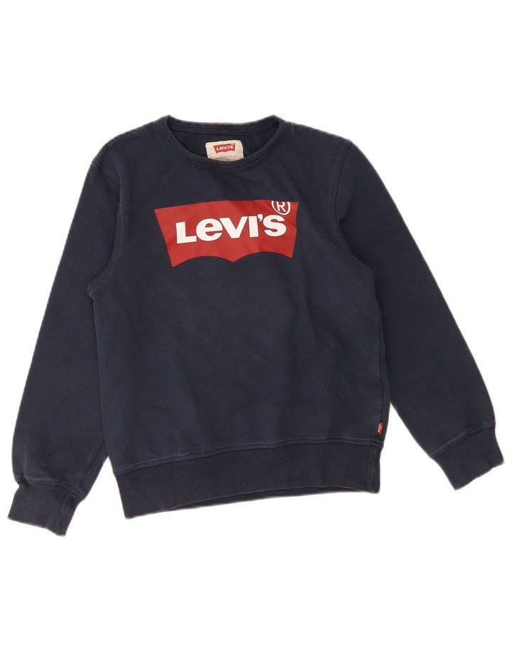 Джемпер с рисунком Levi's для девочек 11-12 лет, темно-синий