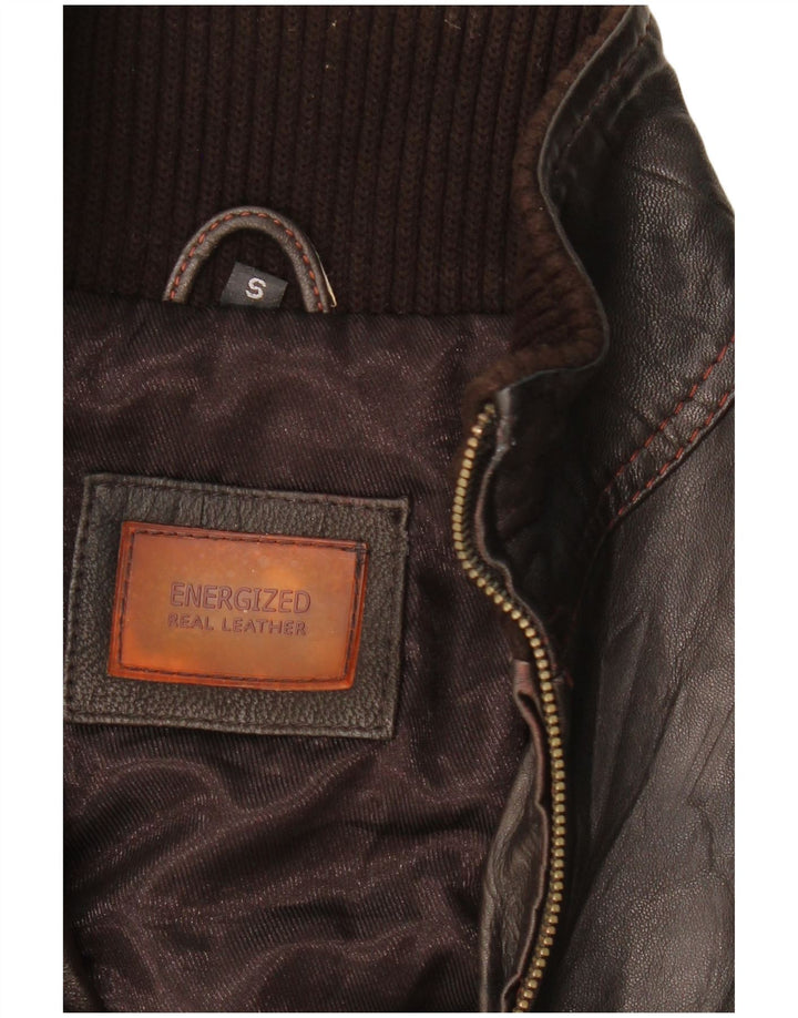 Мужская кожаная куртка-бомбер VINTAGE UK 36 маленькая коричневая кожа