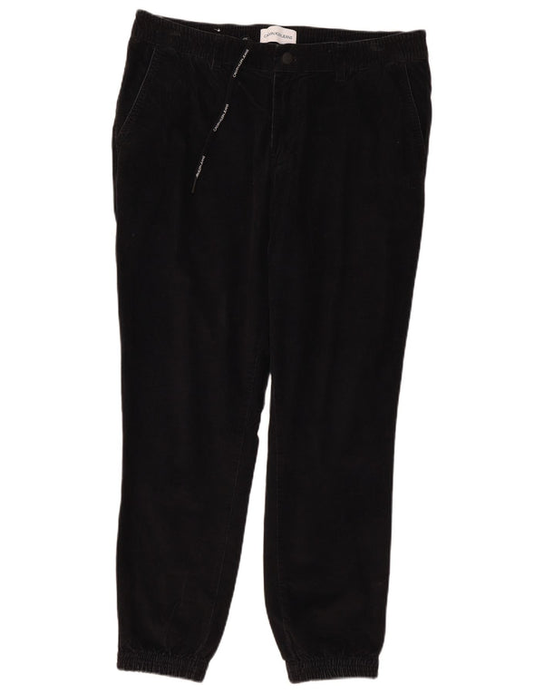 Calvin Klein Mens Joggers Corduroy Trousers Large W36 L28 Black Cotton
