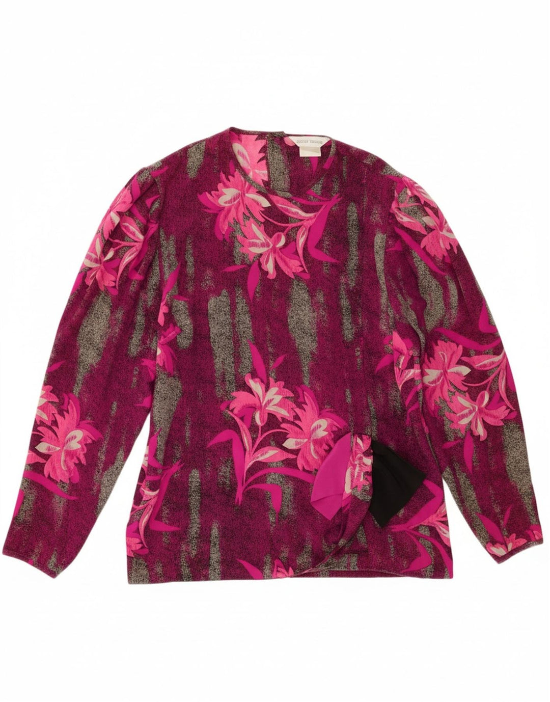 VINTAGE Womens Long Sleeve Blouse Top IT 44 Medium Pink Floral Silk Vintage Vintage and Second-Hand Vintage from Messina Hembry 