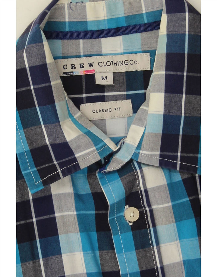Crew Clothing Мужская рубашка классического кроя с коротким рукавом среднего размера, темно-синяя клетка