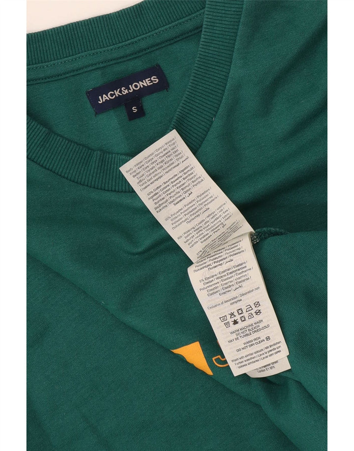 Мужской свитшот с рисунком Jack & Jones, маленький зеленый хлопковый джемпер