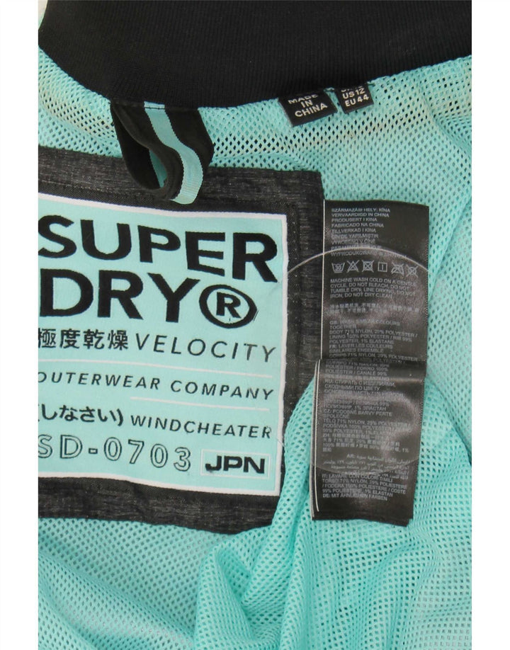 Женская дождевик с капюшоном Superdry UK 16, большой серый нейлон