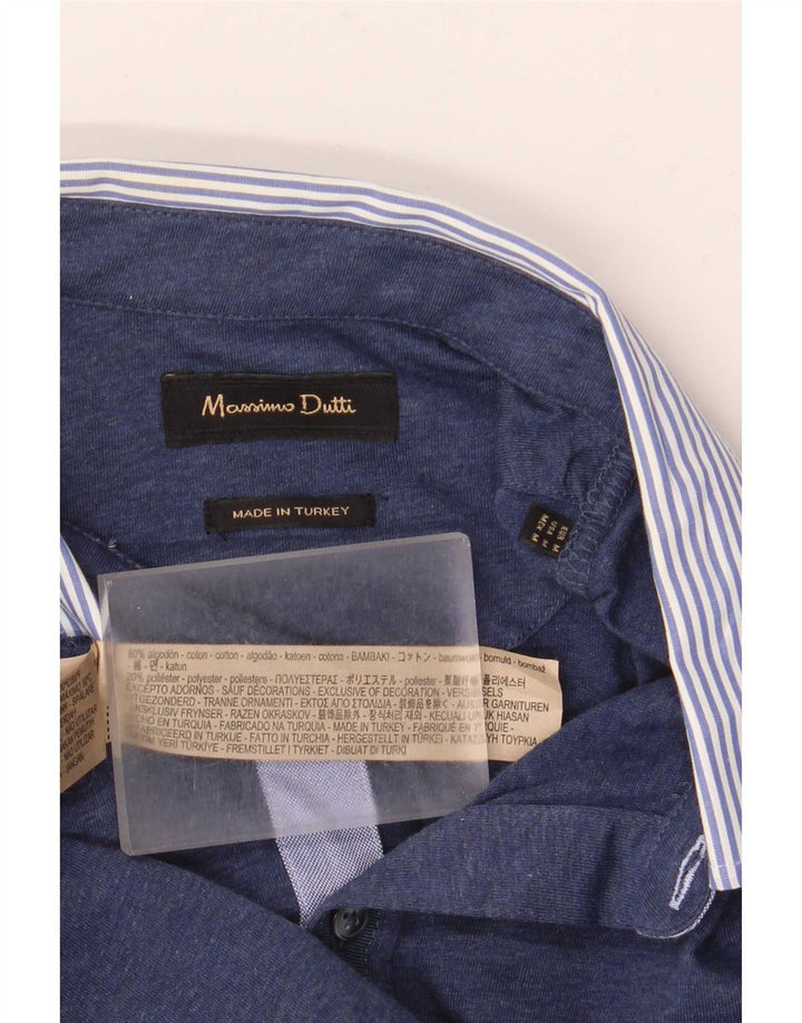 Мужская рубашка-поло для регби Massimo Dutti, темно-синяя, цветной блок, средний размер