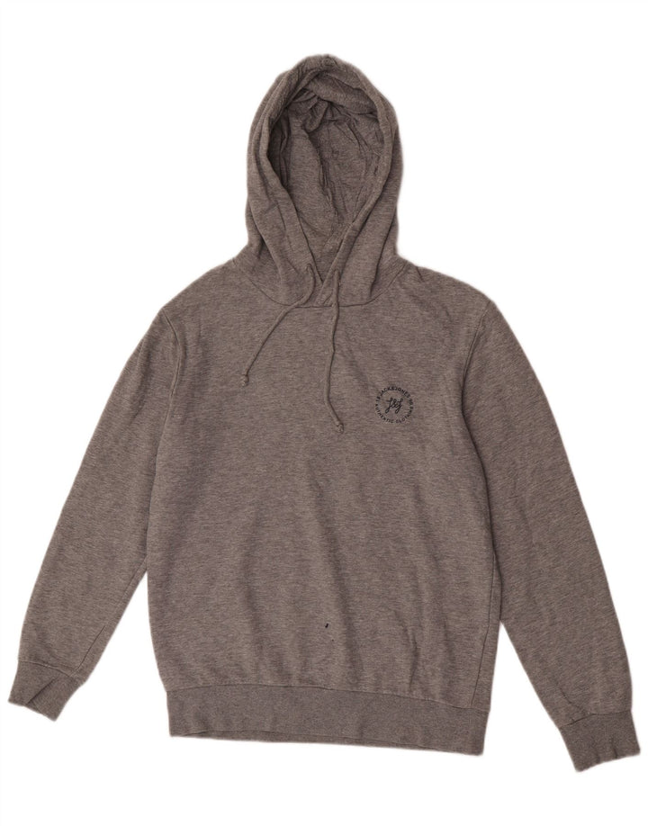 Мужской джемпер с капюшоном Jack & Jones, средний серый хлопок с крапинками