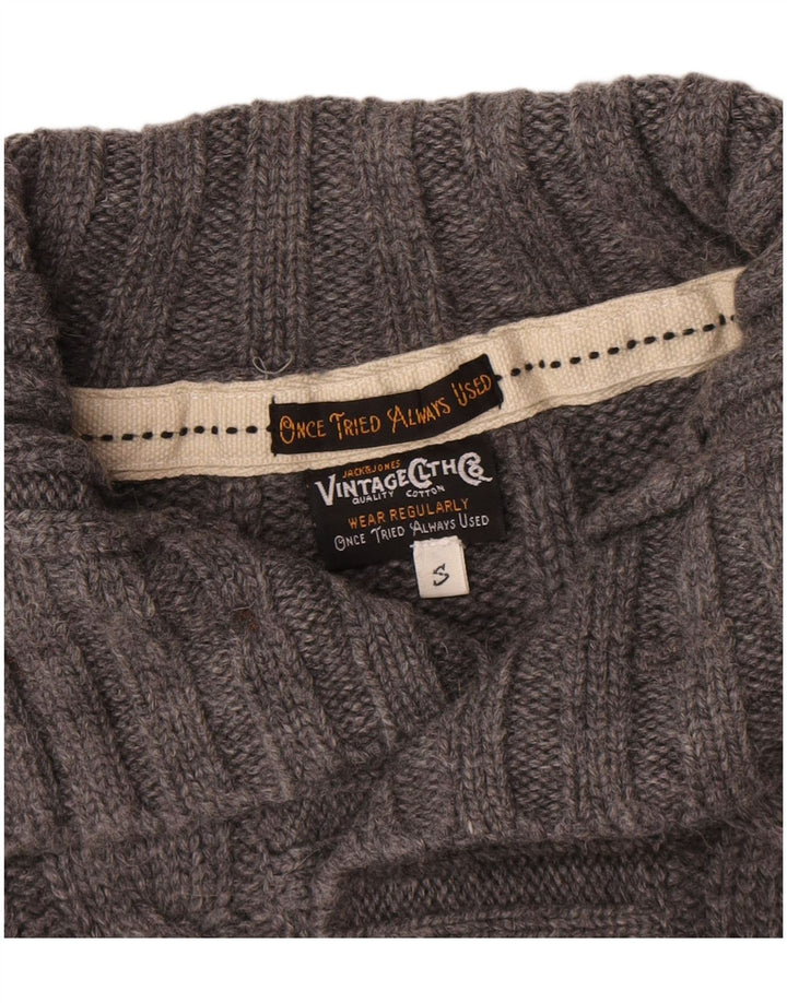 Мужской джемпер на пуговицах Jack & Jones, маленький серый шерстяной свитер