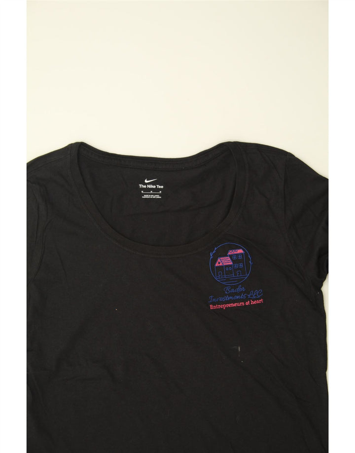 NIKE Womens Graphic Top Long Sleeve UK 14 Medium Black Polyester Vintage Nike and Second-Hand Nike from Messina Hembry 
