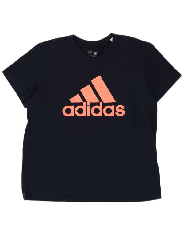 Adidas Womens Climalite Graphic T-Shirt Top UK 18 XL Navy Blue Cotton