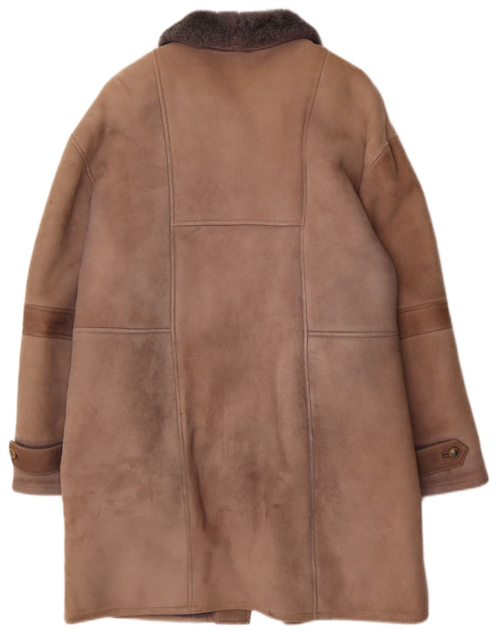 VINTAGE Womens Shearling Coat IT 46 Large Beige