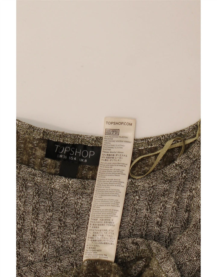 Женский свободный джемпер с вырезом «лодочка» Topshop UK 8, маленький, хаки, в крапинку