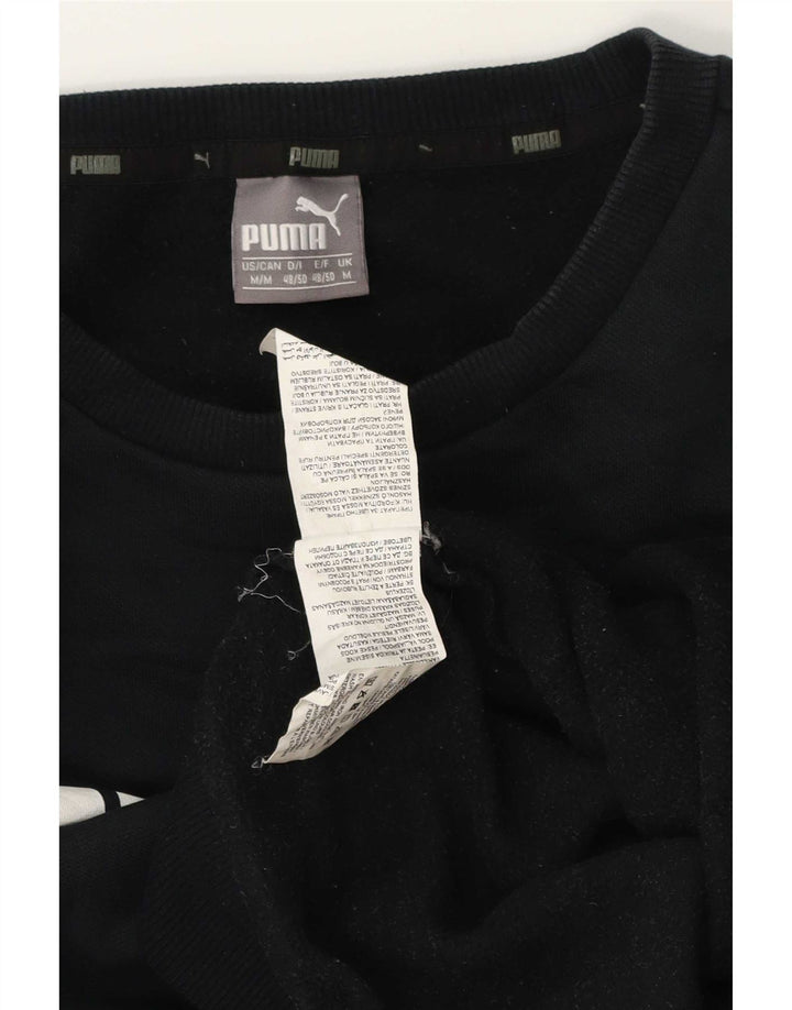 Мужской свитшот с рисунком Puma, хлопковый джемпер среднего размера, черный