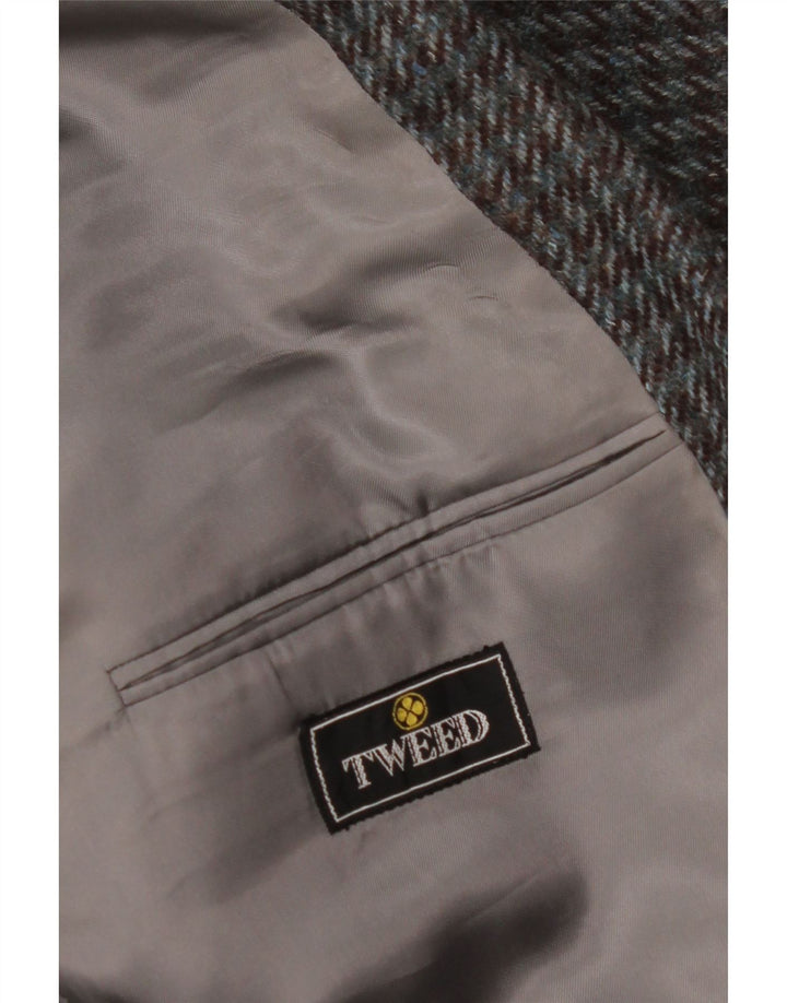 ВИНТАЖНЫЙ мужской пиджак на 2 пуговицах, Великобритания 38, средний серый с узором «гусиные лапки»