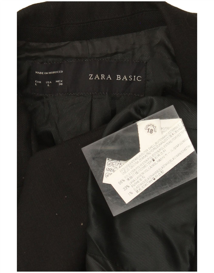 Женский укороченный двубортный пиджак Zara UK 14, большой черный полиэстер