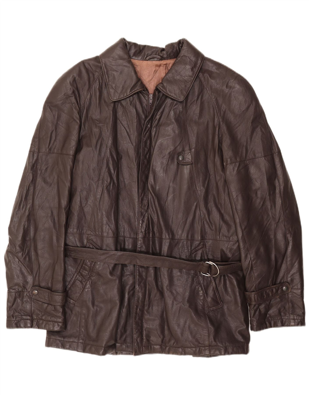 VINTAGE Мужская кожаная куртка IT 54 2XL Коричневая кожа