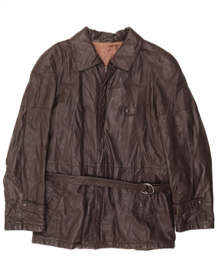VINTAGE Мужская кожаная куртка IT 54 2XL Коричневая кожа