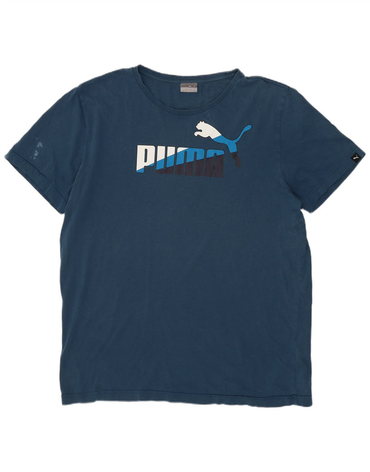 Мужская футболка с рисунком Puma, большая синяя
