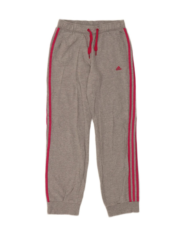 Спортивный костюм Adidas для девочек, брюки для бега, 11–12 лет, серый хлопок с крапинками