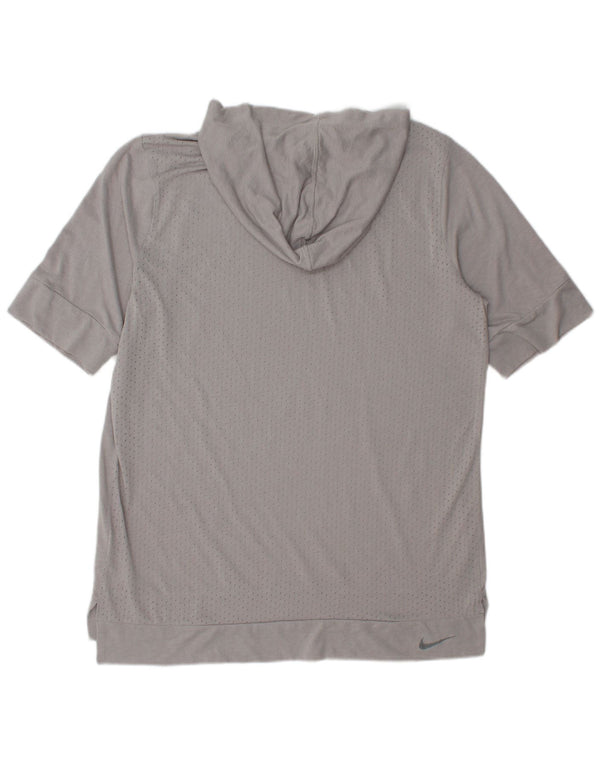 Мужская футболка Nike Dri Fit с капюшоном, средний серый полиэстер