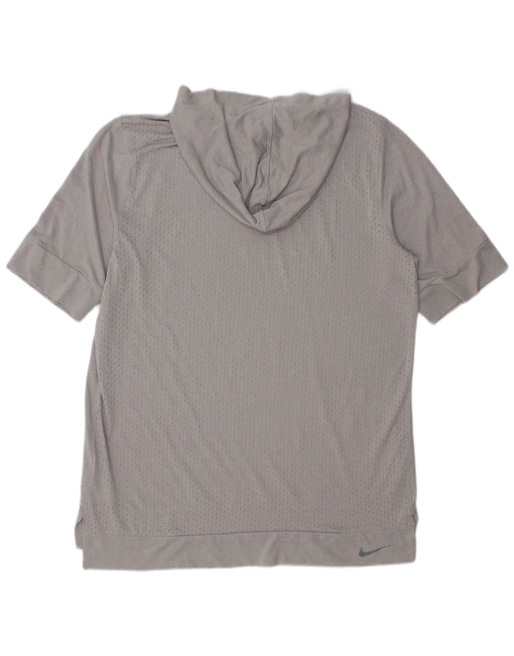Мужская футболка Nike Dri Fit с капюшоном, средний серый полиэстер