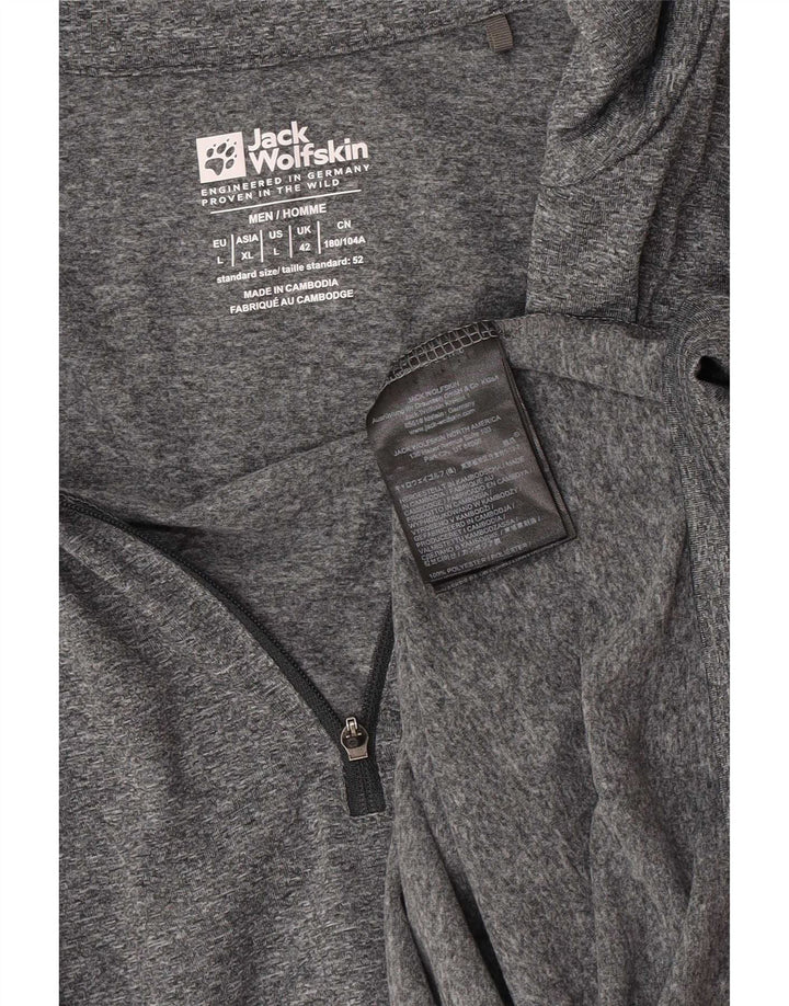 Мужской пуловер с воротником на молнии Jack Wolfskin, британский спортивный костюм 42, большой серый